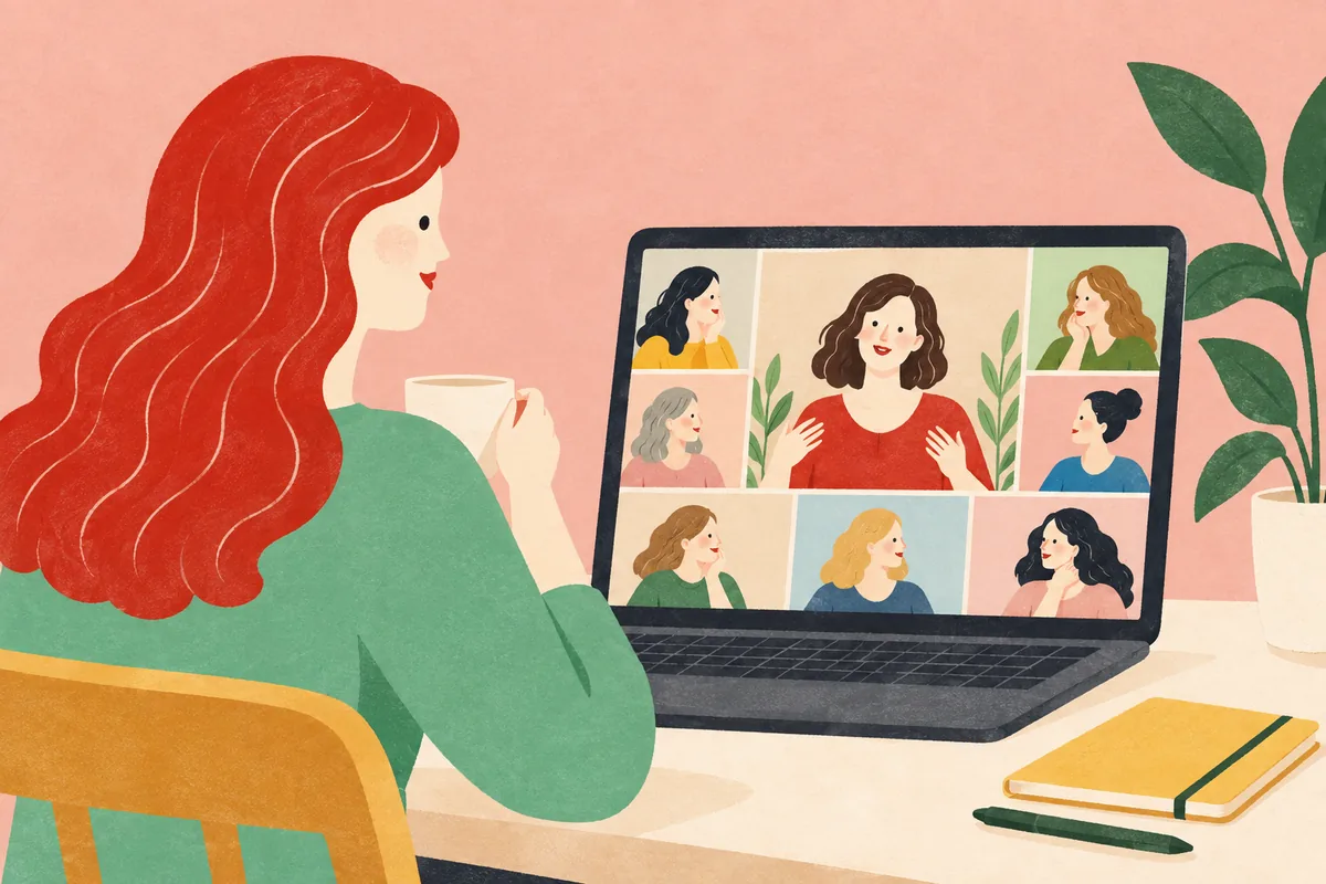 Una mujer en un encuentro en directo con otras mujeres